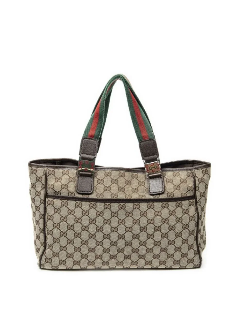 Gucci Web Medium Pop Tote Brown Beige GG Canvas